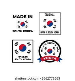 Minimalist Made in Korea Flag Label Vector