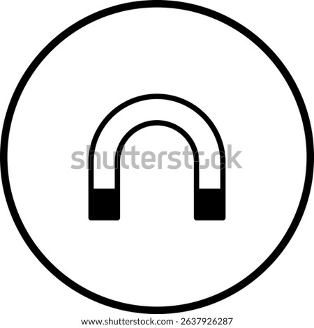 Minimalist magnet icon in a circle symbolizing attraction and magnetism concept