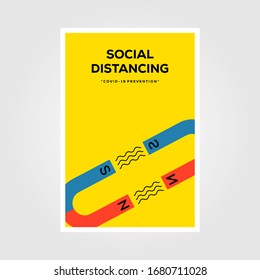 minimalist magnetic nature concept poster for social distancing vector illustration