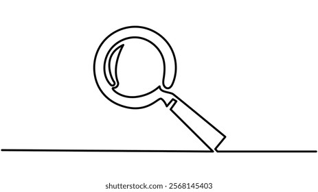 Minimalist magnifying glass Continuous One Line Drawing Icon for Modern Design,  magnifying glass one line drawing Vector illustration on white background 