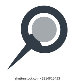 A minimalist magnifying glass icon featuring a clean dark grey ring and a neutral grey center. Perfect for user interface design, search functionality, and web apps.