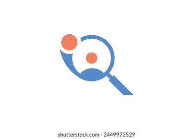 Minimalist magnifying glass people logo vector design template. Vector magnifying glass people logo concept