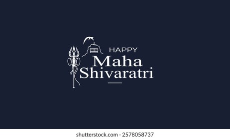  A minimalist Maha Shivaratri greeting design featuring a glowing Shivling, Trishul, and elegant typography. The dark background enhances the divine aura, symbolizing devotion to Lord Shiva.