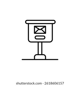 Minimalist mail container icon for postal service communication and delivery