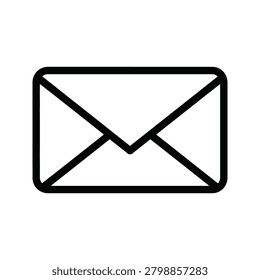 Minimalist mail envelope line art icon for messaging with envelope, communicatio