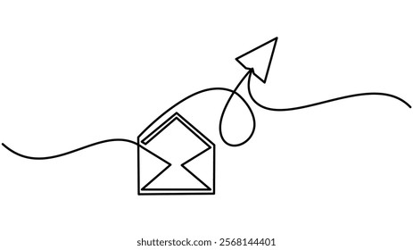 Minimalist mail icon Continuous One Line Drawing Icon for Modern Design,  mail icon one line drawing Vector illustration on white background 