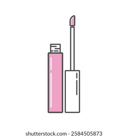 Minimalist make up icon in a modern, thin-line style with pink accents. Ideal for beauty, skincare branding, spa, wellness, product packaging, social media, and digital marketing.