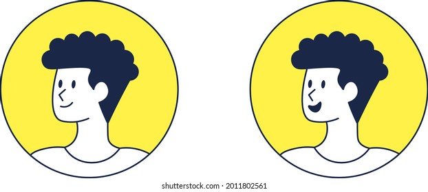 Minimalist Male Avatar - Amazing vector flat icon of a happy man and in minimalist line art style suitable for website, mobile apps, user profile, and illustration in general  - Vector Characters