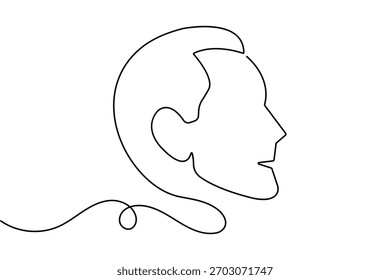 Minimalistisches Gesichtsprofil mit durchgehender einzeiliger Zeichnung und sauberer Kontur, Vektorgrafik