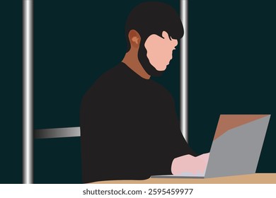 Minimalist man half body faceless working on laptop vector illustration
trendy
shapes
background minimalist
white
design shape