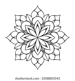 Mandala minimalista con patrones simétricos y líneas atrevidas para colorear meditativo Página de libro Adultos