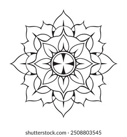 Minimalist Mandala with Symmetrical Patterns and Bold Lines for Meditative Coloring Book Page Adults