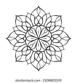 Minimalist Mandala with Symmetrical Patterns and Bold Lines for Meditative Coloring Book Page Adults