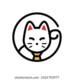 Minimalist Maneko Neko Lucky Cat Icon