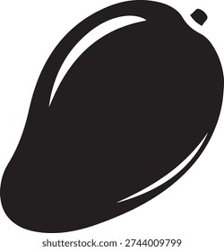 Minimalist mango fruit vector icon. Stylized black silhouette of a fresh mango, perfect for logos, food packaging, organic product labels, and summer-themed designs.