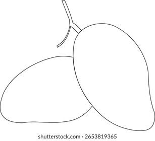 Ilustração minimalista em contorno de manga, mostrando as curvas elegantes de uma manga madura com um formato vetorial estético limpo e desenhado à mão.Formato vetorial escalável, ideal para marca, impressão ou uso digital.
