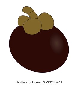 Minimalist Mangosteen Fruit Illustration design, a purple mangosteen fruit with leaves on top, suitable for tropical themed projects, healthy food graphic designs