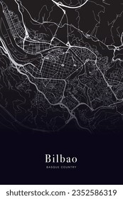 minimalist map of Bilbao city in the Basque Country, Spain. 