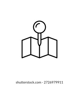 Icono minimalista del mapa con el Diseño gráfico del contorno del punto de la Locación de la marca del Pin