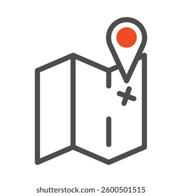 Minimalist Map and Location Pin Icon Design