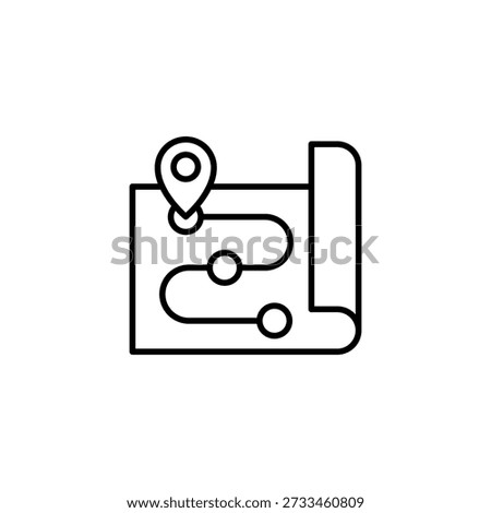 Minimalist Map Outline Icon Pin Route Journey Direction Navigation Path