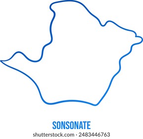 Minimalist map of Sonsonate department of El Salvador