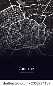 minimalist map of Vitoria - Gasteiz city in the Basque Country, Spain. 