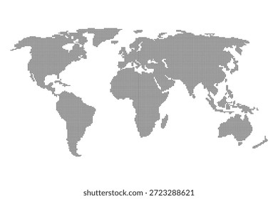 Mapa minimalista del mundo hecho de puntos cuadrados ilustración