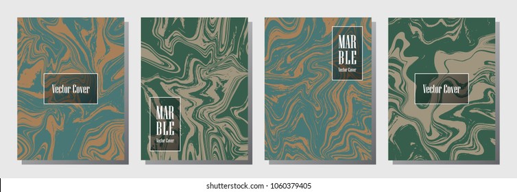 Minimalist marble pattern binder cover layout, journal design template vector set. Marble background for binder design, journal layout template, brochure cover. Bright vector graphics.