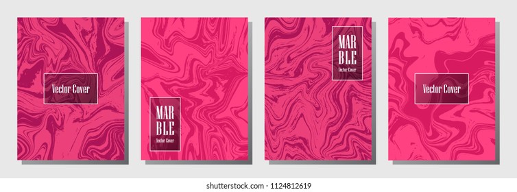 Minimalist marble pattern binder cover layout, journal design template vector set. Marble background patterns set for binder design, journal layout template, book cover. Abstract vector graphics.