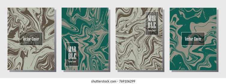 Minimalist marble pattern binder cover layout, journal design template vector set. Marble backdrop for binder design, journal layout template, brochure cover. Futuristic graphics.