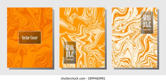 Minimalistische Marmordrucke, Vektorgrafik-Design-Vorlagen. Die Modemagazin-Hintergründe aus flüssigem Marmor-Stein-Textur iInteriors zeichnen die Zeitschriftenmuster von Corporate aus. Drucke des Splash-Effekts.