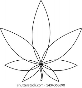 minimalist marijuana leaf design in black, vector