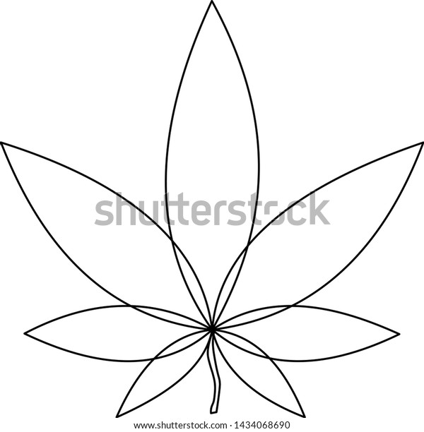 Minimalist Marijuana Leaf Design Black Vector Stock Vector (Royalty