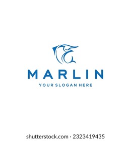 minimalist MARLIN fish animal creature logo design