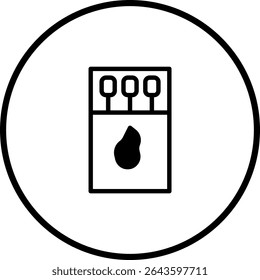 Minimalist matchbox icon design with simple lines and a circular border concept