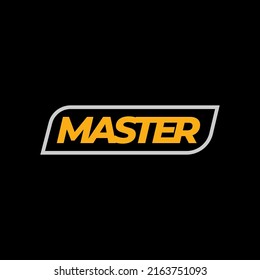 Minimalist Mater Logo vector on black background, simple Master seal badge emblem.