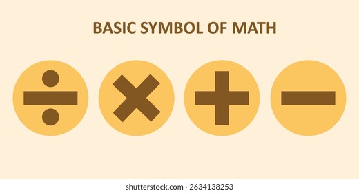 Símbolos de Operador Matemático Minimalista - Mais, Menos, Dividir, Igual com ilustração de vetor bonito