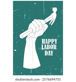 Minimalist May Day design with symbolic hands, gears, and tools representing the contributions of workers worldwide. Ideal for celebrating International Labor Day.