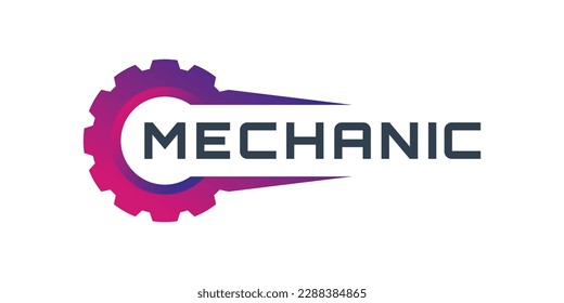Minimalist mechanic logo with creative gear logo icon Premium Vektor