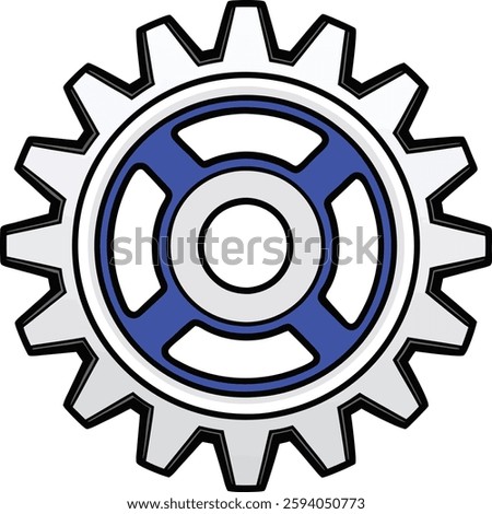 Minimalist Mechanical Gear Vector, Black and White, High-Quality Steampunk Graphic for Digital Projects