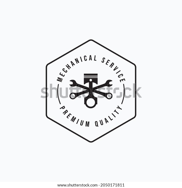 Minimalist mechanical label concept.\
Simple vintage mechanic logo vector illustration\
design