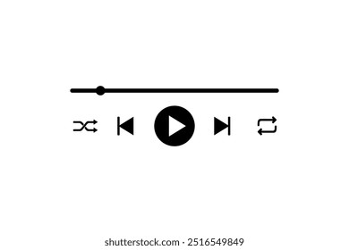 Controles minimalistas del reproductor multimedia. Diseño de icono de Vector.