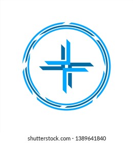 minimalist medical logo design inspiration . medical logo template . cross logo design inspiration . cross sharp icon