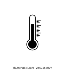 Termómetro médico minimalista como un icono de glifo negro sólido. Un gráfico simple para medir la temperatura o indicar una fiebre.