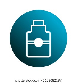 Ícone de garrafa de medicamento minimalista no fundo azul gradiente representando produtos de saúde e ilustração de itens farmacêuticos