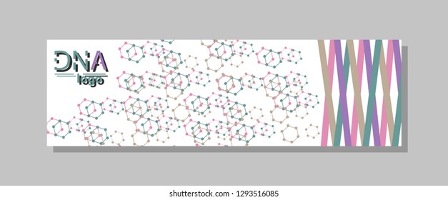 Minimalist medicine design of landing page template with dna colorful gradient background. Vector illustration eps 10.