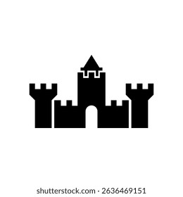 Minimalist Medieval Castle Silhouette Vector Icon