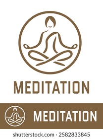 Minimalist meditation logo design featuring a serene human figure in a lotus pose inside a circle