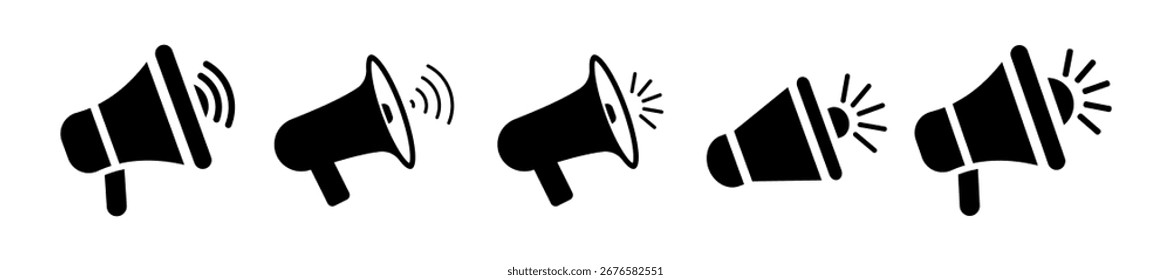 Minimalistisches Megaphon-Symbolset, Vektorgrafik